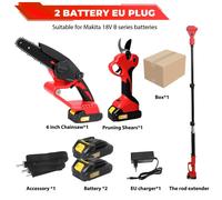 Scie à chaîne électrique sans fil - Télescopique - Lame de 15 cm - 3500 W - 4 en 1 - Batterie incluse