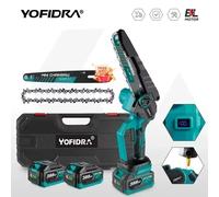 Scie à chaîne électrique sans fil YOFIDRA 6 pouces avec lubrificateur intégré, outil de coupe de bois, d'élagage et de débardage pour batterie Makita 21V. 1 Battery