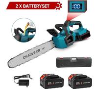 Scie à chaîne électrique - Scie à chaîne sans fil - 8000W - Lame de 40 cm - Moteur sans balais - Lubrification automatique de la chaîne - Coffret comprenant 2 batteries de 18V