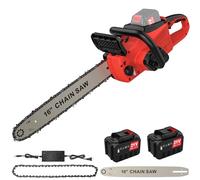 Scie à chaîne électrique - Scie à chaîne sans fil - Lame de 40,6 cm - 2000 W - Moteur sans balais - 2800 tr/min - 2 batteries avec prise européenne