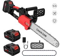 Scie à chaîne électrique - Scie à moteur sans fil de 30 cm - Moteur sans balais, 3500 W - Système 21 V - 20 000 tr/min - Pour l'élagage et la coupe de bois - Livrée avec 2 batteries