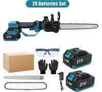 Scie à chaîne électrique - Scie d'élagage télescopique de 30 cm - Moteur sans balais - Batterie 18V - Interrupteur de sécurité - 2 batteries + chargeur secteur (UE)