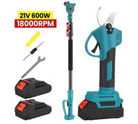 Scie à chaîne électrique sur batterie - Scie d'élagage pour l'entretien des arbres - 3 vitesses - Tige télescopique - Silencieuse, portable, avec protection - Coffret de 2 pièces