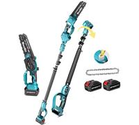 Scie à chaîne électrique sur perche télescopique - Scie à chaîne sans fil - Lame de 20,3 cm - Tige d'extension de 3 mètres - Moteur sans balais - 2 batteries de 4,0 Ah