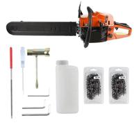 Scie à chaîne essence - Moteur 2 temps de 52cc - Longueur de la lame : 45 cm - 2 chaînes de scie - Pour la coupe de bois et l'entretien des arbres - Orange