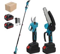 Scie à chaîne et coupe-branches haute performance de 3500W - Scie à branches télescopique sans fil de 15 cm - Moteur sans balais - Système 21V - Sans batterie