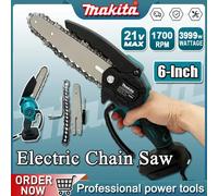 Scie à chaîne Makita de 6 pouces, scie électrique portative pour l'abattage du bois, outil électrique de jardinage pour la taille des arbres, compatible avec batterie 18V no battery
