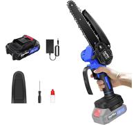 Scie à chaîne mini sans fil - Scie d'élagage compacte - 21 V - 15 cm - Batterie incluse - Verrouillage de sécurité - Idéale pour les travaux de jardin et la coupe de bois de chauffage