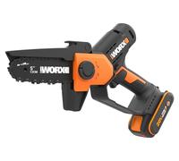 Scie à chaîne mini sans fil WORX WG326E, 20V, inclut une batterie de 2,0 Ah et un chargeur