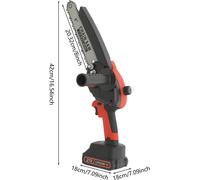 Scie à chaîne mini - Scie sauteuse sans fil de 20 cm - 21V avec 2 batteries - Moteur sans balais de 800W - Idéale pour l'élagage et le jardinage - Coffret de transport - Noir