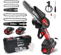 Scie à chaîne portable mini, moteur sans balais 21 volts, 2 batteries à charge rapide, 4 chaînes, idéale pour couper les branches, pour le jardinage, le meilleur choix pour les maris, les pères, les p