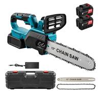 Scie à chaîne sans fil Akku - Scie d'élagage sans fil de 30 cm - Moteur sans balais de 1500 W - 21 V - 2 batteries + chargeur EU