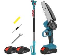 Scie à chaîne sans fil - Ébrancheur télescopique 2 en 1 - Moteur sans balais de 600W - Lame de 15 cm - Compatible avec batterie 21V - Idéale pour l'élagage et l'entretien des arbres - Tige télescopiqu
