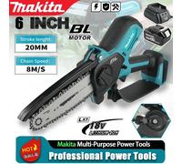 Scie à chaîne sans fil Makita 18V pour le travail du bois avec petite scie électrique portative de 6 pouces, mini scie à chaîne portable No Battery