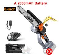 Scie à chaîne sans fil - Mini-scie à chaîne - 1000 W - Moteur sans balais - 20 V - 1 batterie de 2,0 Ah - Lubrification automatique de la chaîne - Tension de la chaîne réglable sans outil
