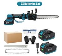 Scie à chaîne sans fil - Moteur sans balais - 1500 W - 18–21 V - Vitesse de chaîne : 18 m/s - Lame de 30 cm - 2 batteries