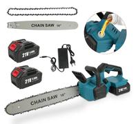 Scie à chaîne sans fil - Scie à chaîne électrique sans fil - Lame de 40,6 cm - 21 V - 2 batteries - Moteur sans balais - Lubrification automatique de la chaîne - Tension de la chaîne réglable sans out