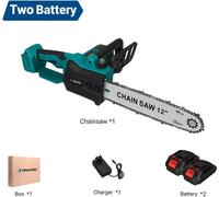 Scie à chaîne sans fil - Scie à chaîne électrique sans fil - Moteur sans balais - Lame de 30 cm - Puissance élevée jusqu'à 6000 W - 6800 tr/min - Coffret comprenant 2 batteries