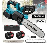 Scie à chaîne sans fil - Scie d'élagage - 1500 W - Moteur sans balais - Lame de 30 cm - 2 batteries