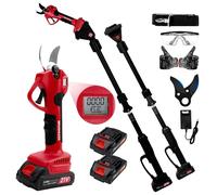 Scie à chaîne télescopique sans fil 4-en-1 et cisaille électrique de jardin - Mini-scie à chaîne de 15 cm - Moteur sans balais de 300 W - 21 V, 2 x 2000 mAh - Tige télescopique de 240 cm - Batterie in