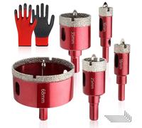 Scie à diamant pour carrelage, coffret de 5 pièces : 16, 18, 25, 35 et 68 mm, avec pointe de centrage