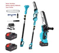 Scie à ébrancher sans fil et mini-tronçonneuse 2-en-1 - Lame de 20 cm - Moteur sans balais de 800 W - Batterie incluse - Télescopique jusqu'à 3 m - Modèle C