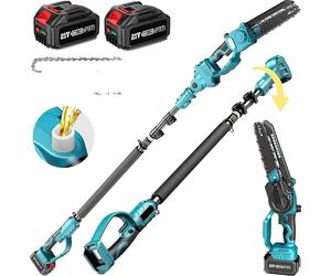 Scie à élaguer sans brosse, rallonge réglable, batteries rechargeables, 2 batteries EU plugs