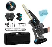 Scie à élaguer sans fil Cecotec Sierra de Podar 8" MontanaForce 8000, alimentée par batterie 21V. Puissance : 1100W, vitesse : 21500 rpm, lubrification par bouton. Livrée avec 2 batteries