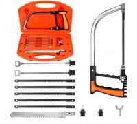 Scie à Métaux Multifonction 15 en 1 avec 8 Lames HSS Cadre Ajustable | Mini Scie à Main avec Mallette de Rangement,Poignée Ergonomique Pour Bois,Métal,Verre, de L'acier,du PVC,Des Tuyaux