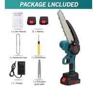 Scie à moteur électrique - Scie d'élagage sans fil - Lame de 20,3 cm - 2 batteries - Lubrification automatique de la chaîne - Sans fil - Type C