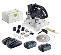 Scie à moulures sans fil Festool SYMC 70 EB-Basic 36 V (2 x 18 V) 216 mm + 2 batteries 8,0 Ah + double chargeur + Systainer