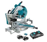 Scie à onglet radiale 36V(2x18V) LXT Ø305 mm - MAKITA - avec 2 batteries 18V 5.0Ah - chargeur - module AWS - DLS211PT2U