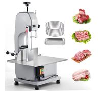 Scie à os électrique - Scie à ruban pour viande - Moteur 1 500 W - Épaisseur de coupe 0–110 mm - Table de travail 31,5 x 46 cm - 7 lames de rechange incluses - Pour la viande et les os congelés