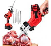 Scie à Os sans Fil, Scie à Viande Élec., Vitesse Variable et LED de Travail | Scie Sabre Portative avec 4 Lames en Inox pour Bois, Métal et Tuyaux PVC