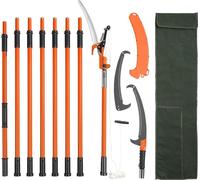Scie à perche manuelle, sécateur extensible de 2,2 à 8,2 m, lame en acier tranchante et ciseaux pour élaguer les branches hautes, sécateur avec poignées légères en fibre de verre de 20 cm, pour élague