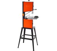 Scie à ruban avec support - Scie à ruban à bois 254 mm - Deux vitesses - Moteur 373 W - Hauteur de coupe 160 mm - Table en fonte 33,5 x 34 cm - Guide d'onglet & butée parallèle