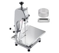 Scie à ruban électrique SucceBuy 1500 W, coupe-os avec surface de travail (315 x 460 mm), épaisseur de coupe réglable (0-110 mm) et 7 lames de rechange, convient pour la viande congelée et la viande d