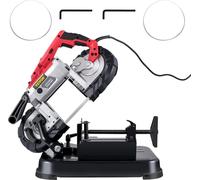 Scie à ruban portable, avec base amovible en acier allié Scie à ruban sans fil, capacité de coupe de 5 pouces Scie à ruban à main, vitesse variable Scie à ruban portable, moteur 10 A Scie à ruban pour