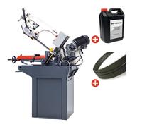 Scie à ruban pour métaux 0-60° capacité de coupe ronde 225 mm 1,5 kW 400V 2 vitesses avec 5 lames de scie et 5L d'huile de refroidissement Torros SC280G PACK 1