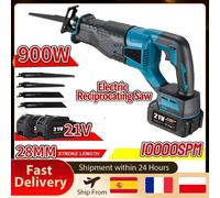 Scie alternative électrique 900W 10000SPM à vitesse variable progressive pour la découpe du métal et du bois, compatible avec la batterie Makita 21V EU Plug