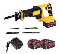 Scie alternative sans fil 21 V, 2800 SPM, course de 25 mm, 2 batteries, 1 chargeur, 4 lames de scie