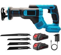 Scie alternative sans fil 3 000 tr/min, 2 batteries, 4 lames