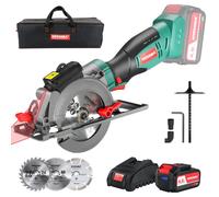 Scie circulaire 18V, HYCHIKA avec batterie 4,0Ah 3500tr/min avec 3 lames de scie