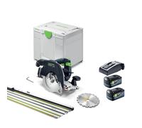 Scie circulaire à capot basculant Ø160 mm 18V HKC 55 KEB-Basic + 2 batteries 18V 5 Ah + 1 chargeur TCL 6 + rail FSK 420 FESTOOL