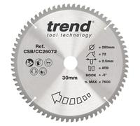 Scie circulaire à onglets, lame de 260 mm, 72 dents, avec revêtement en carbure de tungstène