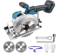 Scie circulaire à piles compatible avec la batterie au lithium Makita 18 V - Mini scie circulaire sans balais avec 2 lames de scie (140 mm), moteur en cuivre peut couper en diagonale 6200 tr/min pour