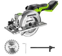 Scie circulaire compacte Greenworks 24V sans balais, diamètre de lame de 4,5 pouces (115 mm), vitesse de 6 500 tr/min. Vendu seul, sans accessoires