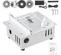 Scie circulaire de table compacte 96W, scie de table à 5000 tr/min avec alimentation à 7 vitesses, coupe réglable de 0 à 90°, lame de scie réglable en hauteur, station de découpe mobile pour travaux d
