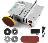 Scie circulaire de table compacte avec disque de polissage et 4 lames, alimentation électrique à 7 vitesses. Lame réglable en hauteur, protection de sécurité intégrée. Scie de table portable, idéale p