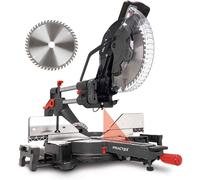 Scie circulaire d'onglet PX-KZS-305PA | Hauteur de coupe maximale : 180 x 340 mm | Équipée d'un laser, d'un système d'extraction de poussière et d'un démarrage progressif | Lame de scie de 305 mm | Tê